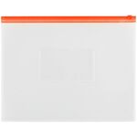Папка-конверт на zip-молнии OfficeSpace А4, полипропилен, 150мкм, прозрачная, карман, молния красная