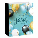 Пакет подарочный 17,8x9,8x22,9 см ЗОЛОТАЯ СКАЗКА "Happy Birthday", фольга, бирюзовый, 608239