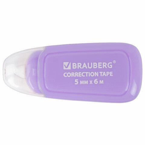 Корректирующая лента BRAUBERG COMPACT PLUS PASTEL, 5 мм х 6 м, корпус ассорти, блистер, 270551