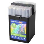 Маркеры для скетчинга двусторонние BRAUBERG ART CLASSIC, НАБОР 36 шт., базовые цвета, кейс, 152145