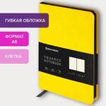 Блокнот МАЛЫЙ ФОРМАТ (100x150 мм) А6, BRAUBERG "Metropolis Mix", под кожу, 80 л., клетка, желтый, 113327