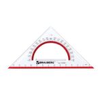 Треугольник пластиковый, угол 45, 13 см, BRAUBERG "Crystal", с транспортиром, прозрачный, с выделенной шкалой, 210293