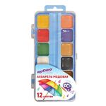 Краски акварельные ЮНЛАНДИЯ "ЮНЛАНДИК-ХУДОЖНИК", медовые, 12 цветов, КЛАССИЧЕСКИЕ, пластик, 192287