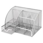 Подставка-органайзер металлическая BRAUBERG "Germanium", 7 секций, 125х220х140 мм, серебро, 237417