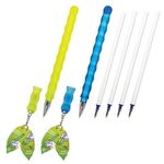 Ручки стираемые гелевые ЮНЛАНДИЯ "Горошек", НАБОР 2 штуки, СИНИЕ, + 4 сменных стержня, линия письма 0,35 мм, 143671