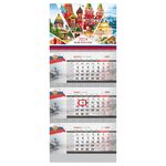Календарь квартальный 3 бл. на 3 гр. OfficeSpace Mini "Моя Россия", с бегунком, 2024г.