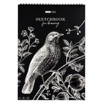 Скетчбук 20л., А4 ArtSpace "Black line. Bird", на гребне, черный блок, 120г/м2