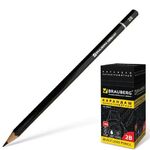 Карандаш чернографитный BRAUBERG, 1 шт., "Touch line", 2В, корпус черный, заточенный, 180623