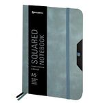 Блокнот А5 (162х218 мм), BRAUBERG "NOTE", под кожу софт-тач, с резинкой, 80 л., клетка, светло-серый, 113441