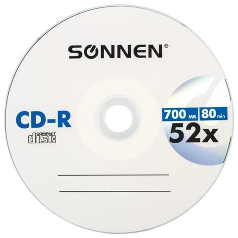 Диск CD-R SONNEN, 700 Mb, 52x, бумажный конверт (1 штука), 512573