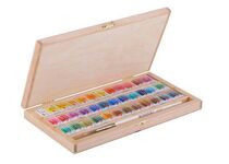 Набор акварельных художественных красок "Белые Ночи" дерево, кисть, 36 цв. в кюветах по 2,5мл