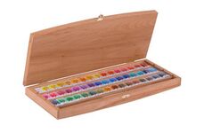 Набор акварельных художественных красок "Белые Ночи" бук, кисть, 48 цв. в кюветах по 2,5мл