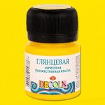 Краска акриловая глянцевая для декоративного творчества "Decola" желтая светлая цв.№213 банка 20мл