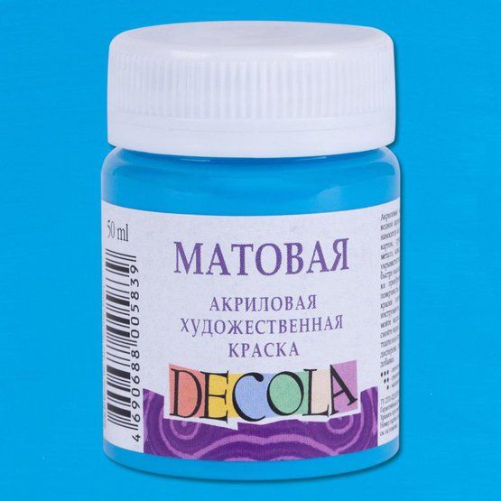 Краска акриловая матовая для декоративного творчества "Decola" небесно-голубая цв. №512 банка 50мл