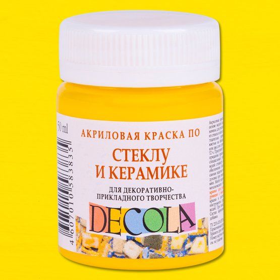 Краска акриловая для декор. тв-ва "Decola" по стеклу и керамике желтая цв. №213 банка 50мл