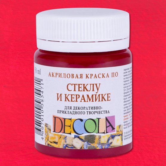 Краска акриловая для декор. тв-ва "Decola" по стеклу и керамике карминовая цв. №319 банка 50мл