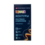 Набор акриловых контуров для декор.тв-ва "Deсola" по стеклу/керамике металлик 3 цв. в тубах по 18мл
