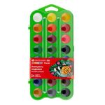 Набор акварельных красок для детского творчества "Цветик", зеленая пластиковая упаковка с петлей, 24 цв.