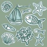 Бумага для скрапбукинга "Морская тема №№", 5 листов 15х15 см