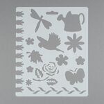 Трафарет плаcтиковый 25,5x20,5 см, цветы, бабочки, птичка
