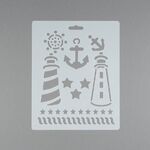 Трафарет "Сонет", маяки, якоря, 25,5x20,5 см, плаcтиковый