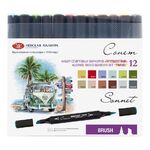 Набор художественных спиртовых маркеров "Сонет" Twin Brush "Путешествие", 12 цветов