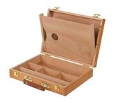 Ящик художника Сонет, с ячейками и пеналом для кистей и красок, с палитрой, бук, 32х24х7,2(28) см