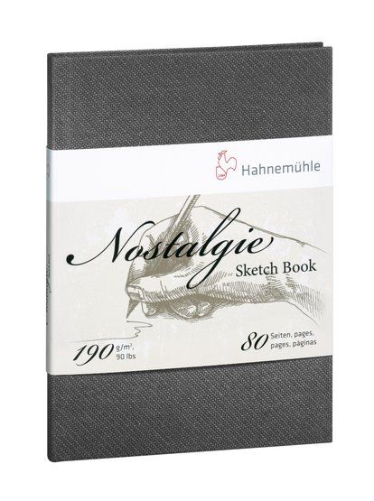 Блокнот для набросков Hahnemuhle "Nostalgie", 190 г/м2, А5, 40 л, портрет, жёсткая обложка антрацитового цвета