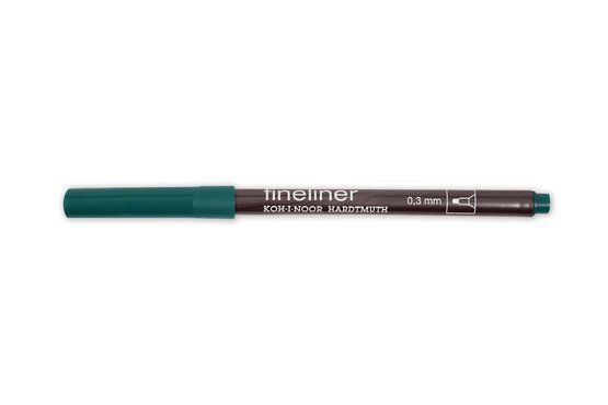 Линер Koh-I-Noor Fineliner 7021 (12), 0,3 мм, 12 шт/уп, кобальт зеленый