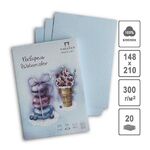 Планшет для акварели "Кондитерская" голубой 300 г/м2, А5, 20 л, хлопок 100%